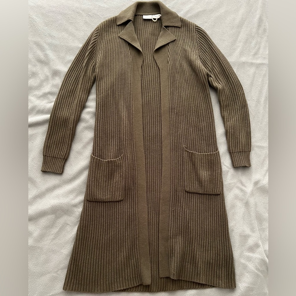 Newport News khaki green duster cardigan